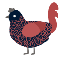 A tumblr and red chicken with a double-lace pattern
