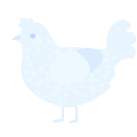 A white chicken with a speckle pattern