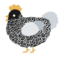 A sable and mist chicken with a double-lace pattern