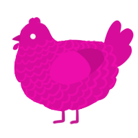 A fuchsia chicken with a lace pattern