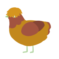 A ochre and russet chicken with a head pattern