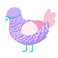 A lilac and rose chicken with a lace pattern