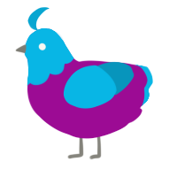 A plum and cerulean chicken with a head pattern