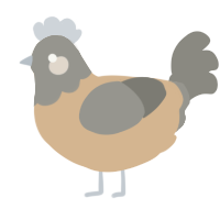 A beige and ash chicken with a head pattern