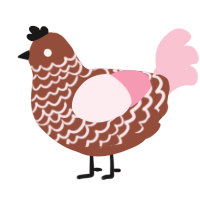 A russet and rose chicken with a lace pattern