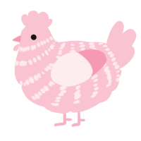 A rose chicken with a bar pattern