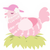 A rose chicken with a bar pattern