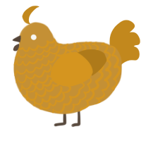 A gold and ochre chicken with a lace pattern