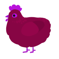 A maroon chicken with a neck-speckle pattern