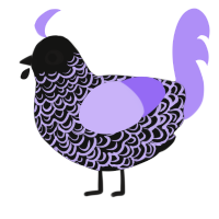 A black and lilac chicken with a double-lace pattern