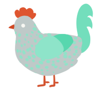 A silver and mint chicken with a speckle pattern