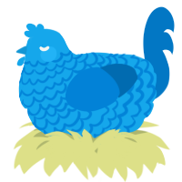 A sky and sapphire chicken with a lace pattern