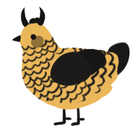 A honey and sable chicken with a lace pattern