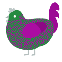 A viridian and plum chicken with a double-lace pattern