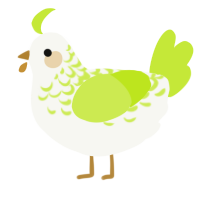 A white and lime chicken with a half-lace pattern
