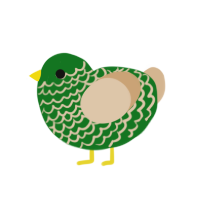 Ducky, a leaf and beige chicken with a lace pattern