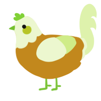 A ochre and apple chicken with a head pattern