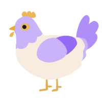 A cream and lilac chicken with a head pattern
