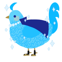 A aqua and cerulean chicken with a double-lace pattern