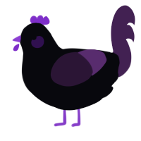 A white and gluppy chicken