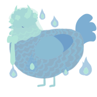 A orange and sky chicken with a lace pattern