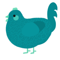 A teal chicken with a double-lace pattern