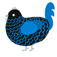 A black and sapphire chicken with a lace pattern