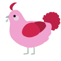 A pink and crimson chicken