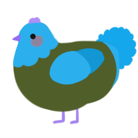 A olive and sky chicken with a head pattern