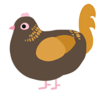 A bark and orange chicken with a neck-band pattern