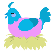 A lavender and cerulean chicken with a head pattern