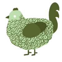 A gluppy and olive chicken with a double-lace pattern
