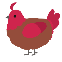A russet and crimson chicken with a head pattern