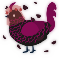 A sable and wine chicken with a lace pattern