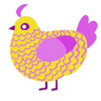A yellow and orchid chicken with a lace pattern
