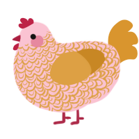 A rose and orange chicken with a double-lace pattern