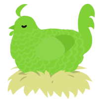 A grass chicken with a lace pattern