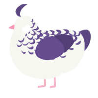 A white and overcast chicken with a half-lace pattern