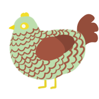 A gluppy and russet chicken with a lace pattern