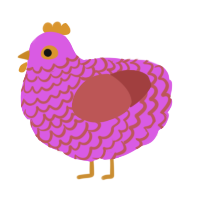 A orchid and red chicken with a lace pattern