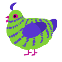 A grass and indigo chicken with a bar pattern