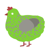A grass and ash chicken with a speckle pattern