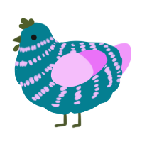 A sea and lavender chicken with a bar pattern