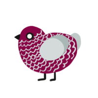 Frill, a maroon and silver chicken with a lace pattern