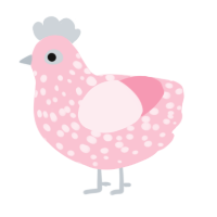 A rose chicken with a speckle pattern