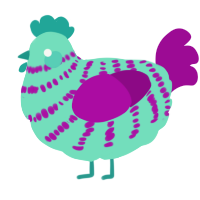 A mint and plum chicken with a bar pattern