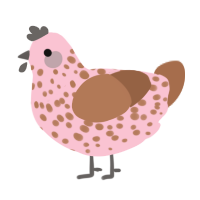 A rose and brown chicken with a speckle pattern