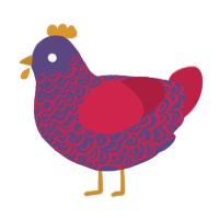 (unnamed), a overcast and crimson chicken with a double-lace pattern