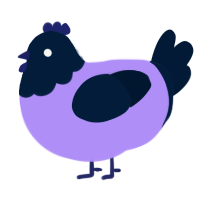 A lilac and tumblr chicken with a head pattern