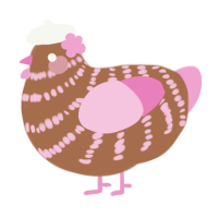 A brown and pink chicken with a bar pattern